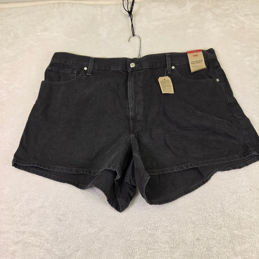 Levis High Waisted Mom Shorts Black Denim Plus Size 24W New With Tags